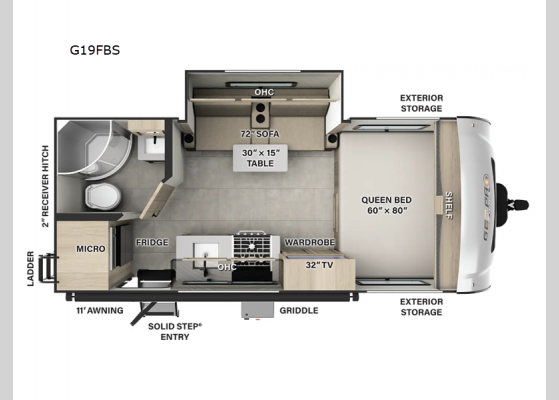 Floorplan - 2025 Rockwood GEO Pro G19FBS Travel Trailer