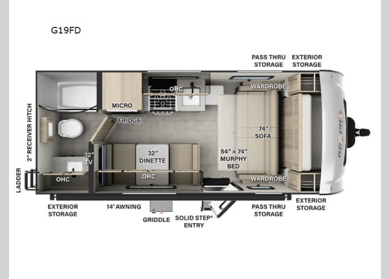 Floorplan - 2025 Rockwood GEO Pro G19FD Travel Trailer