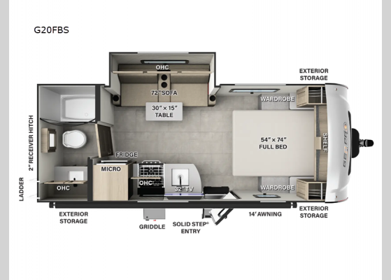 Floorplan - 2025 Rockwood GEO Pro G20FBS Travel Trailer