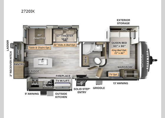 Floorplan - 2025 Rockwood Ultra Lite 2720IK Travel Trailer