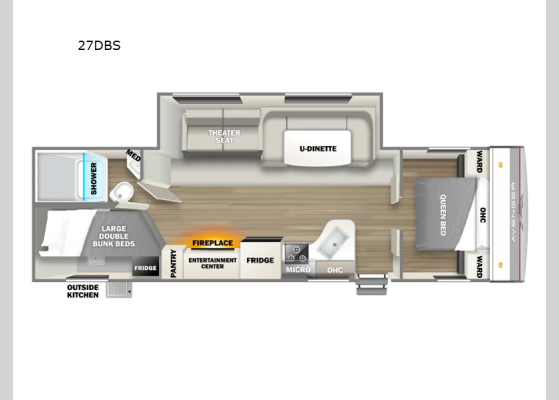 Floorplan - 2025 Avenger 27DBS Travel Trailer