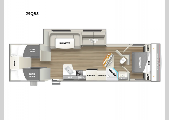 Floorplan - 2025 Avenger 29QBS Travel Trailer