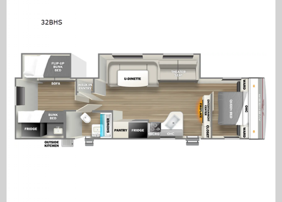 Floorplan - 2025 Avenger 32BHS Travel Trailer