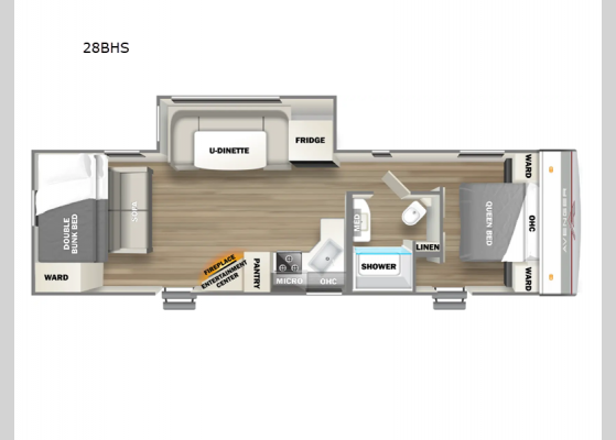 Floorplan - 2025 Avenger 28BHS Travel Trailer