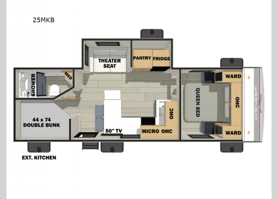 Floorplan - 2025 Avenger 25MKB Travel Trailer