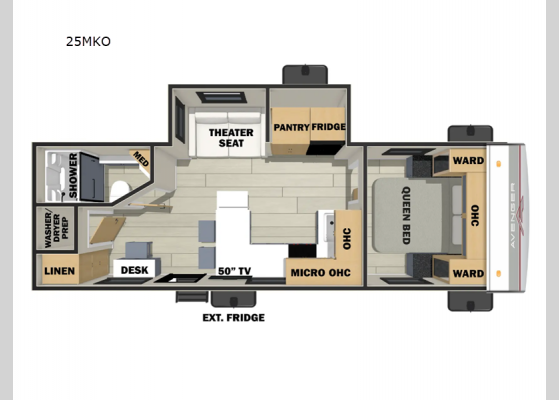 Floorplan - 2025 Avenger 25MKO Travel Trailer