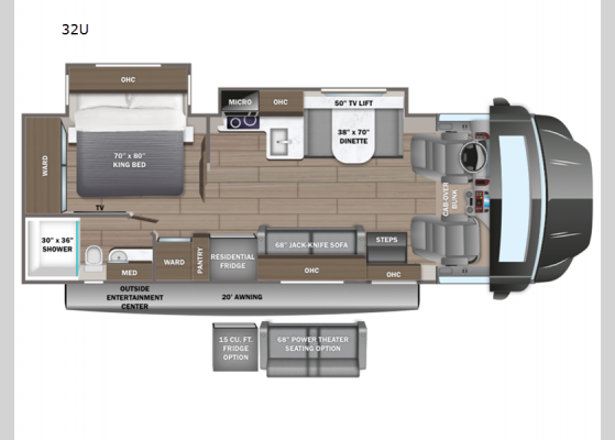 Floorplan - 2024 Accolade XT 32U Motor Home Super C - Diesel