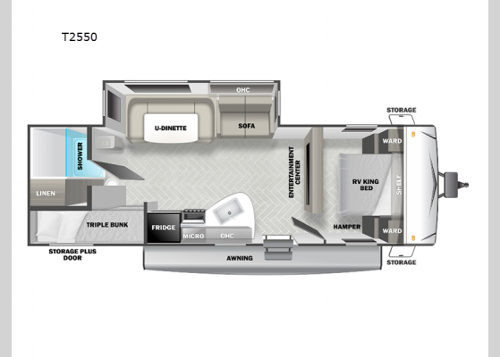 Floorplan - 2024 EVO T2550 Travel Trailer