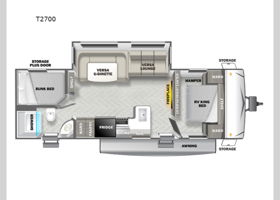 Floorplan - 2024 EVO T2700 Travel Trailer