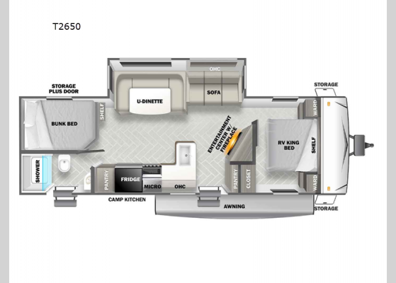 Floorplan - 2024 EVO T2650 Travel Trailer