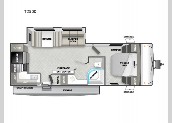 Floorplan - 2024 EVO T2500 Travel Trailer