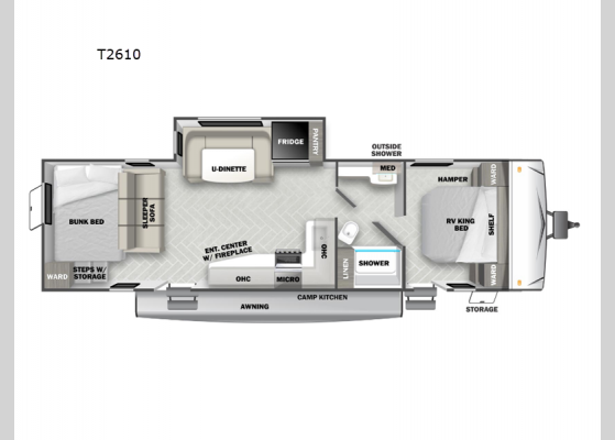 Floorplan - 2024 EVO T2610 Travel Trailer