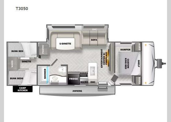 Floorplan - 2024 EVO T3050 Travel Trailer