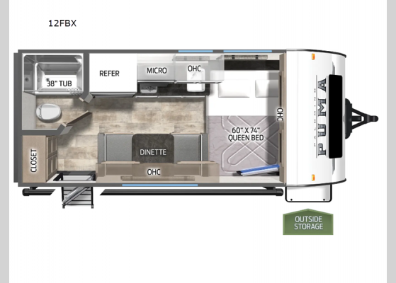 Floorplan - 2025 Puma Ultra Lite 12FBX Travel Trailer