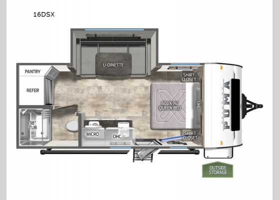 Floorplan - 2025 Puma Ultra Lite 16DSX Travel Trailer