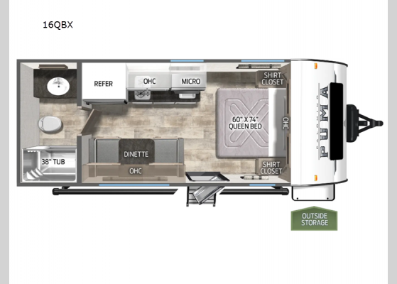 Floorplan - 2025 Puma Ultra Lite 16QBX Travel Trailer