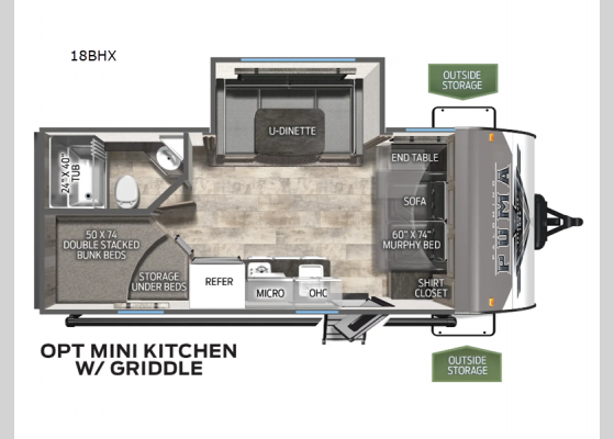 Floorplan - 2025 Puma Ultra Lite 18BHX Travel Trailer