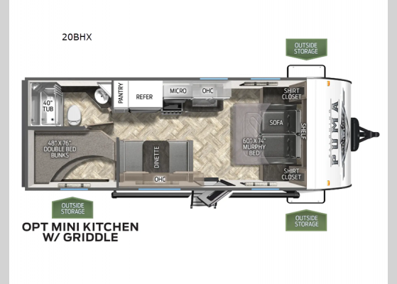 Floorplan - 2025 Puma Ultra Lite 20BHX Travel Trailer