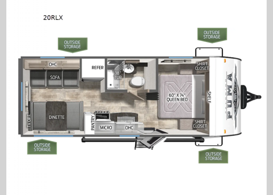 Floorplan - 2025 Puma Ultra Lite 20RLX Travel Trailer