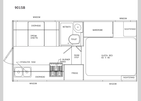 Floorplan - 2026 Adventurer 901SB Truck Camper