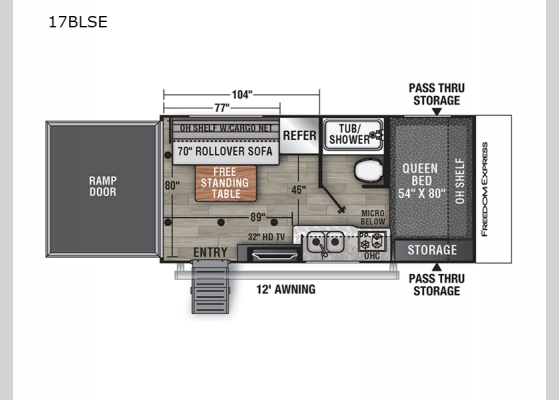 Floorplan - 2023 Freedom Express Blast 17BLSE Toy Hauler Travel Trailer