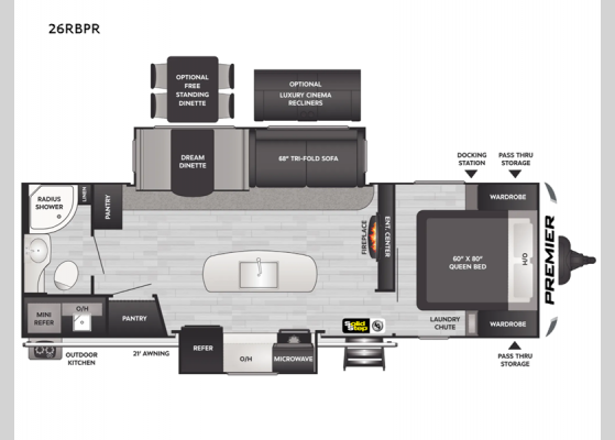 Floorplan - 2023 Premier Ultra Lite 26RBPR Travel Trailer