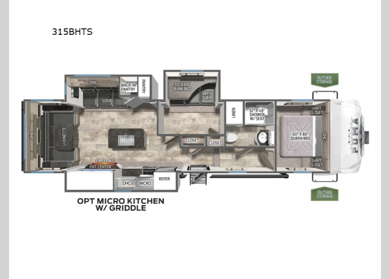 Floorplan - 2025 Puma 315BHTS Fifth Wheel