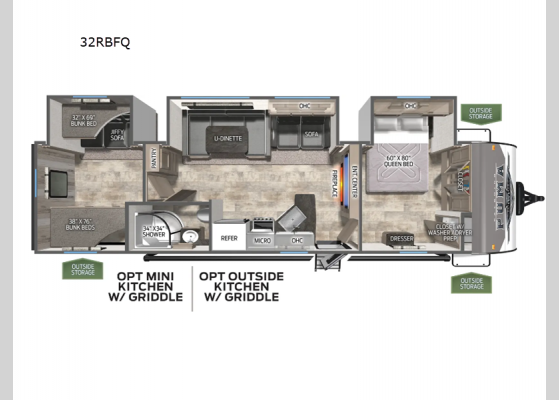 Floorplan - 2025 Puma 32RBFQ Travel Trailer