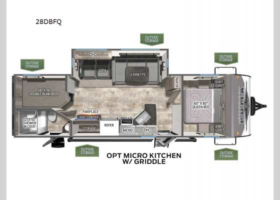 Floorplan - 2025 Puma 28DBFQ Travel Trailer