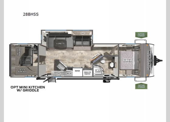 Floorplan - 2025 Puma 28BHSS Travel Trailer