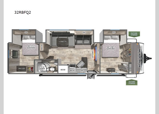 Floorplan - 2025 Puma 32RBFQ2 Travel Trailer