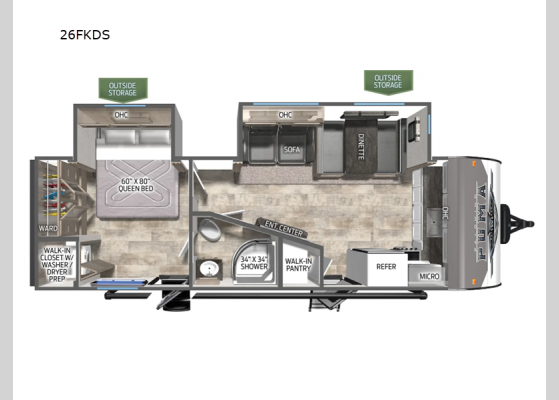 Floorplan - 2025 Puma 26FKDS Travel Trailer