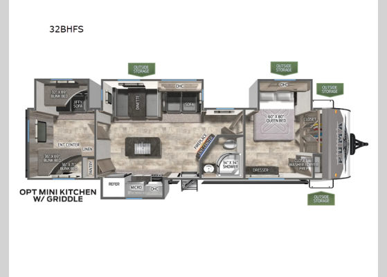 Floorplan - 2025 Puma 32BHFS Travel Trailer