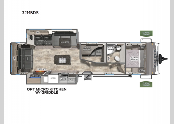 Floorplan - 2025 Puma 32MBDS Travel Trailer