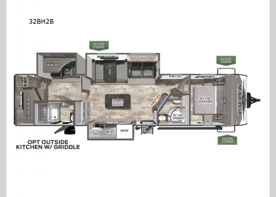 Floorplan - 2025 Puma 32BH2B Travel Trailer