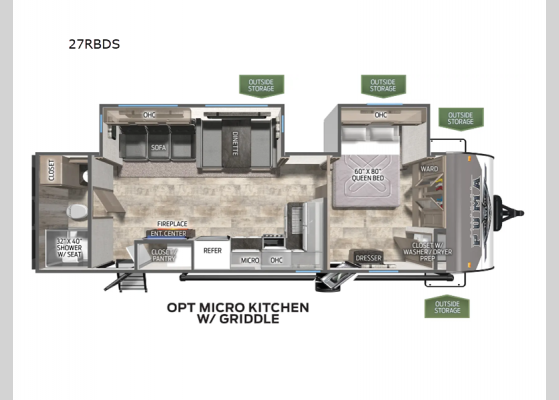 Floorplan - 2025 Puma 27RBDS Travel Trailer