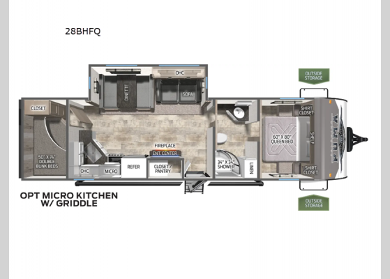 Floorplan - 2025 Puma 28BHFQ Travel Trailer