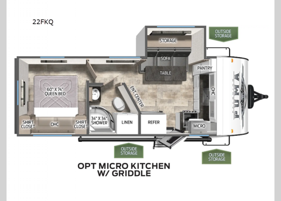 Floorplan - 2025 Puma 22FKQ Travel Trailer