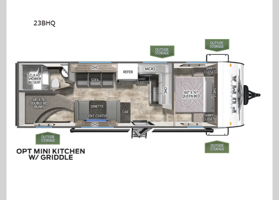 Floorplan - 2025 Puma 23BHQ Travel Trailer