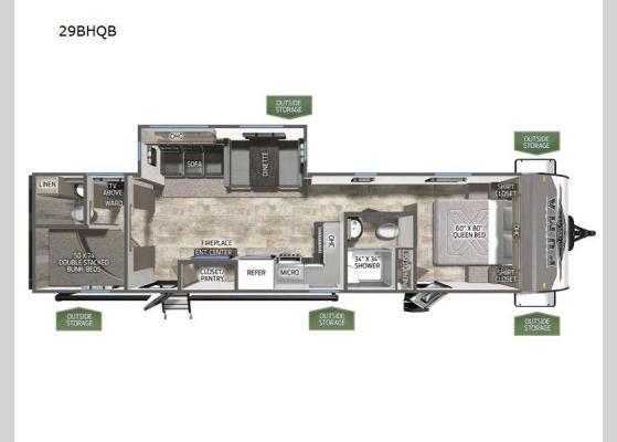 Floorplan - 2025 Puma 29BHQB Travel Trailer