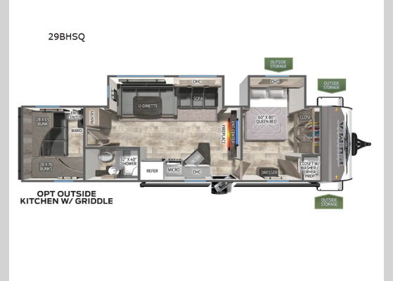 Floorplan - 2025 Puma 29BHSQ Travel Trailer