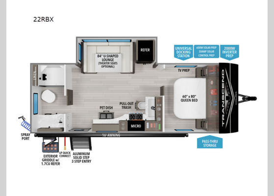 Floorplan - 2025 Transcend Xplor 22RBX Travel Trailer