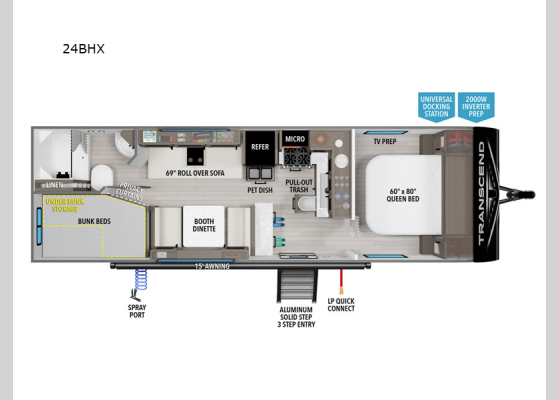 Floorplan - 2025 Transcend Xplor 24BHX Travel Trailer