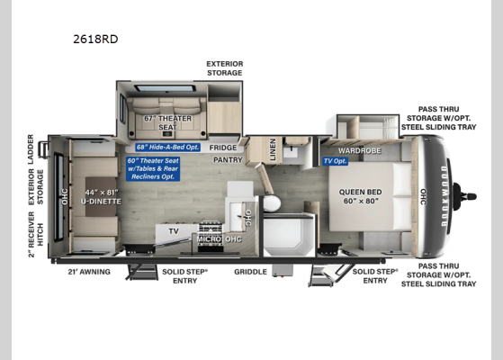 Floorplan - 2025 Rockwood Ultra Lite 2618RD Travel Trailer