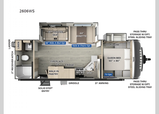 Floorplan - 2025 Rockwood Ultra Lite 2606WS Travel Trailer