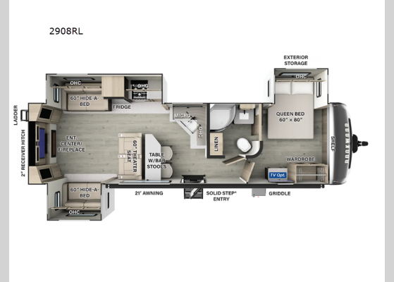 Floorplan - 2025 Rockwood Ultra Lite 2908RL Travel Trailer