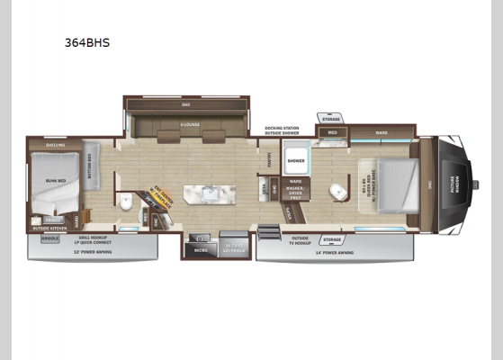 Floorplan - 2024 GSL 364BHS Fifth Wheel