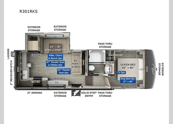 Floorplan - 2025 Rockwood Signature R301RKS Fifth Wheel