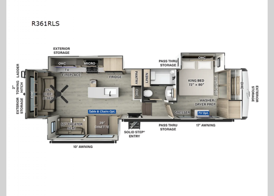 Floorplan - 2025 Rockwood Signature R361RLS Fifth Wheel