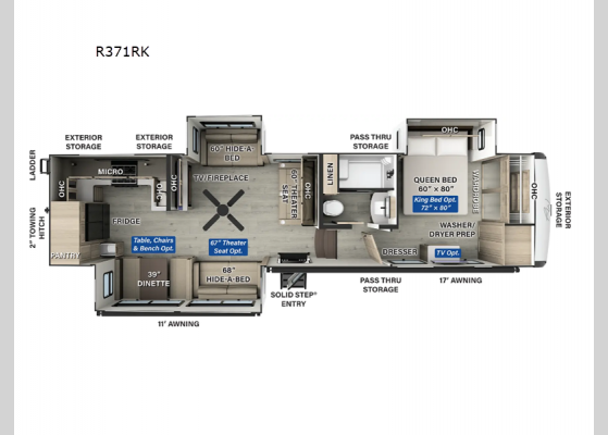 Floorplan - 2025 Rockwood Signature R371RK Fifth Wheel